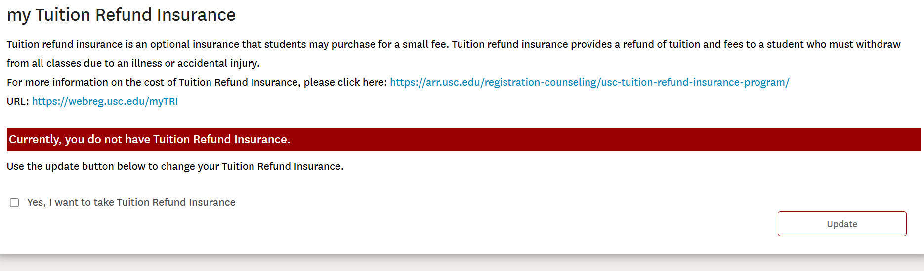 Web Registration Screenshot